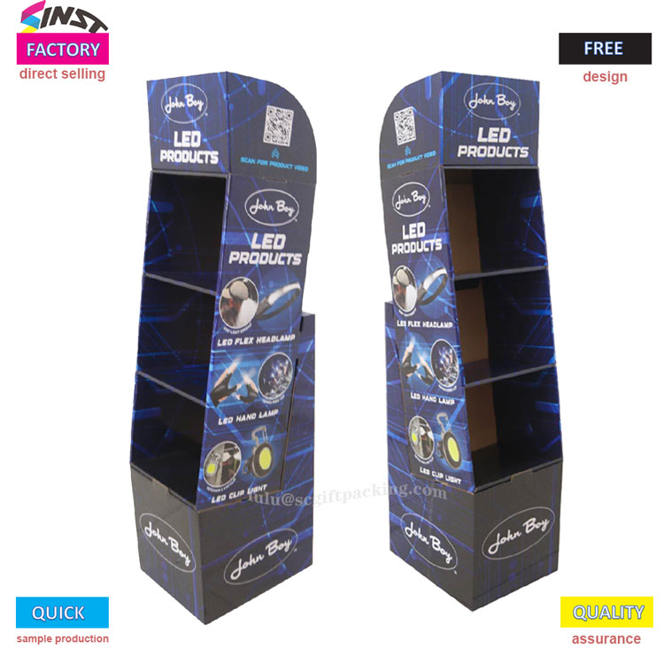 LED Product Corrugated Cardboard Display Rack for Retail Lighting Products