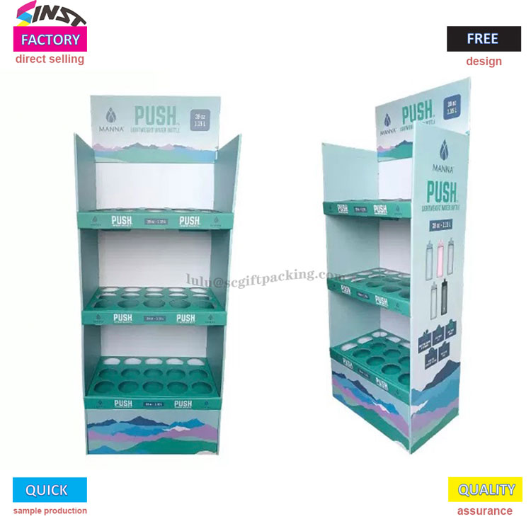 Cardboard Carton Floor Display Stand for supermarke Water Bottle